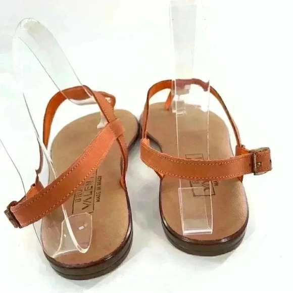 New Bruno Valenti womens sandals size 7 orange leather t-strap gem - Picture 4 of 13